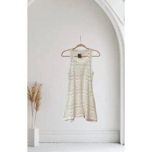 West Loop Women's White Lace Beach Cover Up Dress White Medium
